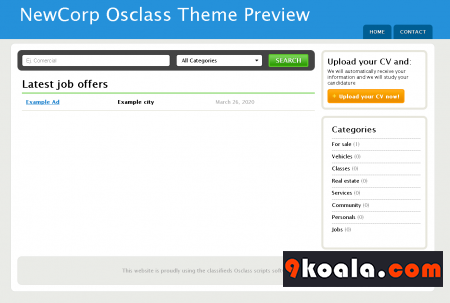 Download and Preview NewCorp Free Osclass Theme